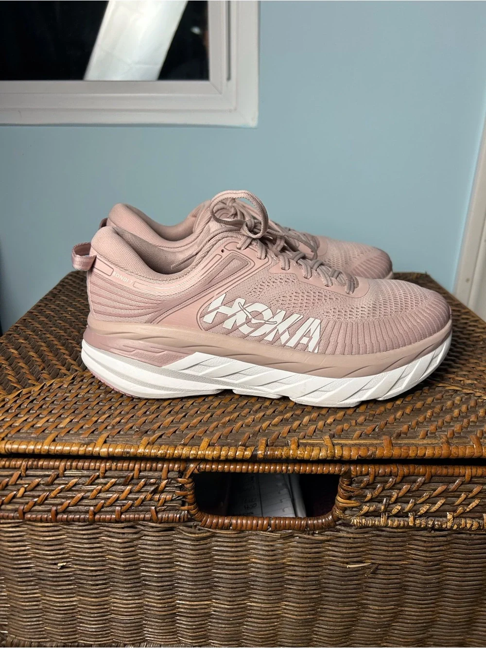 Hoka One Bondi 7 Shoes Blush Pink Women’s 9.5 Wide Athletic Running Active Wear - Picture 4 of 9